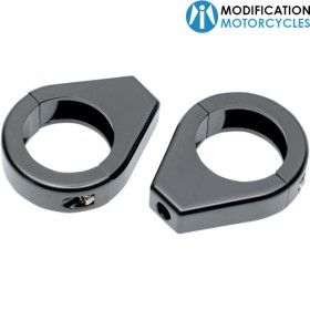 Support Feu aluminium noir mat tube de fourche 38/39mm - paire
