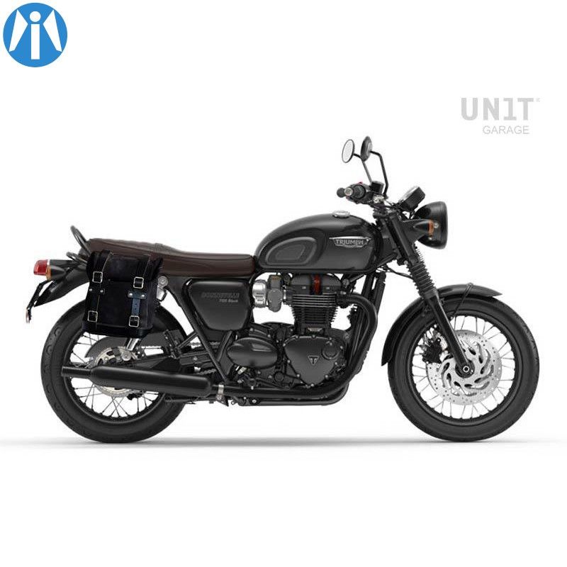 Sacoche latérale suédé + support Unit Garage pour Triumph Bonneville T120