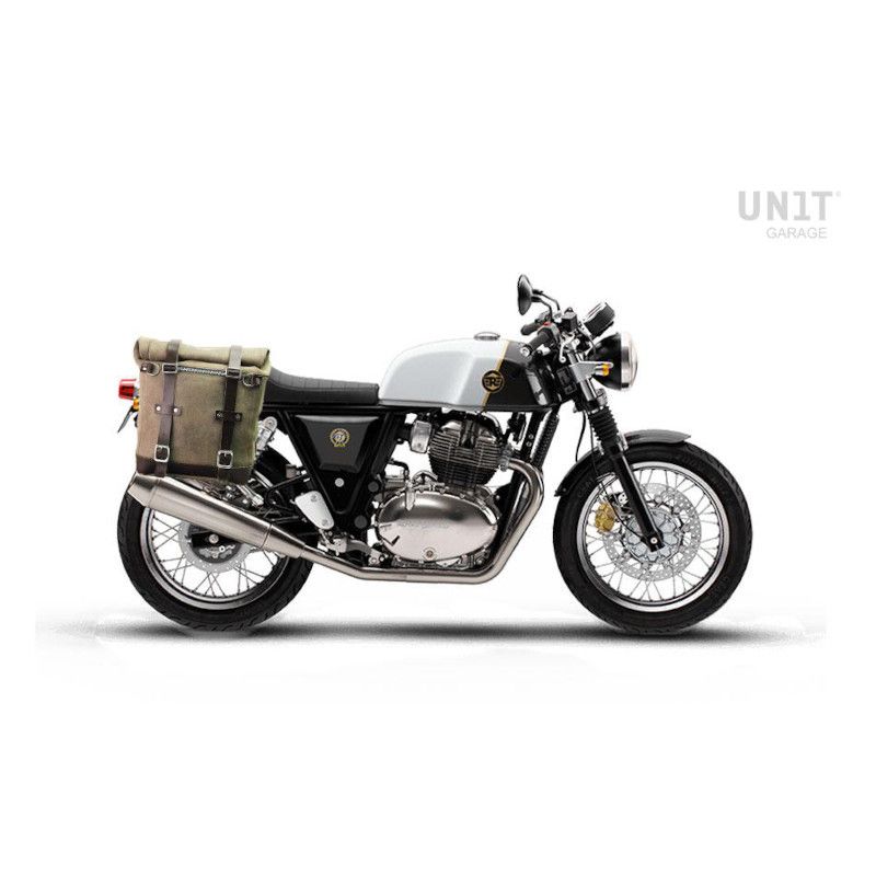 Sacoche latérale en cuir suédé cirée et cadre Unit Garage pour Royal Enfield Continental GT 650 2