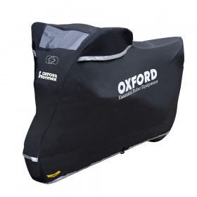  Bâche de Protection pour Moto - étanche 210D Oxford Housse ​de Protection  Anti-poussière pour Moto avec Sac de Rangement en Trou de Serrure - Noir  (220 x 95 x 110 cm)