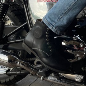 Chaussures moto homme, femme, bottes moto biker en cuir mesh avec système  de fermeture ATOP, maintien de la cheville, semelles déperlantes et